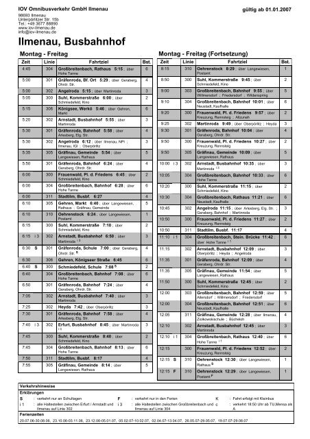 Abfahrtsplan II drucken - IOV Omnibusverkehr GmbH Ilmenau