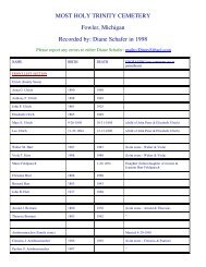 MOST HOLY TRINITY CEMETERY Fowler, Michigan Recorded by ...