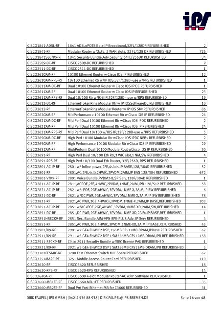 CISCO CERTIFIED REFURBISHED EQUIPMENT - IPS GmbH