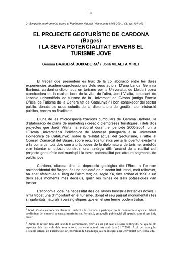 EL PROJECTE GEOTURÍSTIC DE CARDONA (Bages) I LA SEVA ...