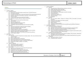Matemàtiques CPAGS Índex - Escola xarXa de Berga - Inici