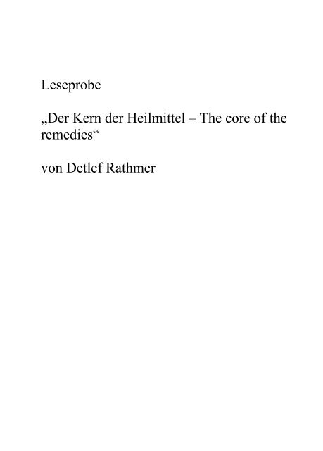 Leseprobe âDer Kern der Heilmittel â The core of ... - Verlag Peter Irl