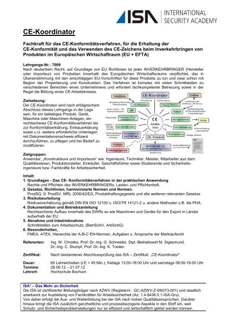 CE-Koordinator - isa - international security academy