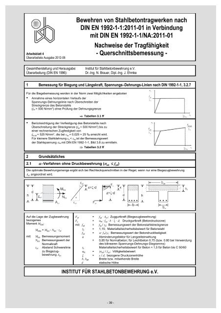 Bewehren von Stahlbetontragwerken nach DIN EN 1992-1-1 ... - ISB