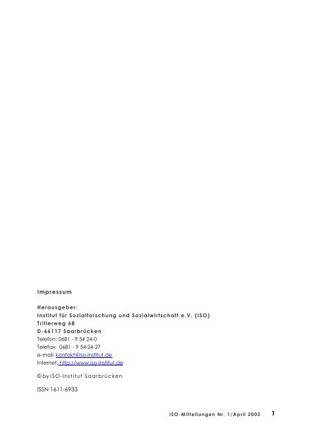 ISSN 1611-6933 - Institut für Sozialforschung und Sozialwirtschaft eV