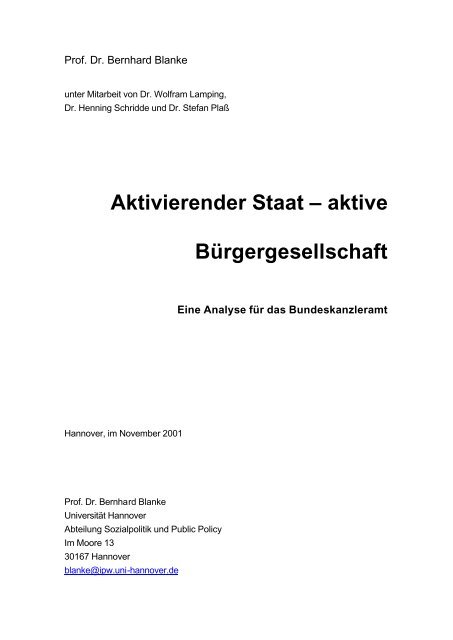 Bernhard Blanke: Aktivierender Staat - aktive Bürgergesellschaft ...