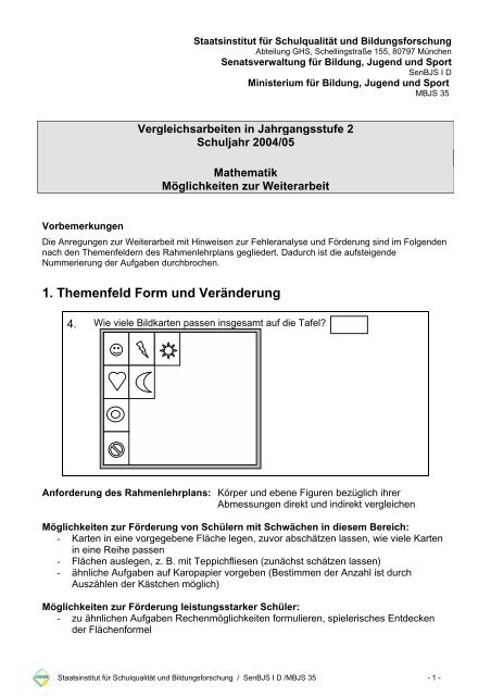 2005 Mathematik MÃ¶glichkeiten zur Weiterarbeit [PDF, 134 K]