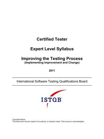 Expert Level Syllabus - istqb