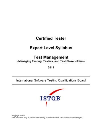 Expert Level Syllabus - istqb