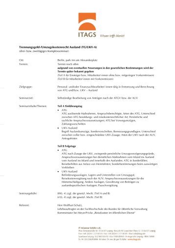 Trennungsgeld-/Umzugskostenrecht Ausland - IT Agentur Schäfer e.K.