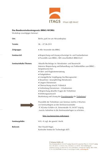 Das Bundesreisekostengesetz (BRKG-WORK) - IT Agentur Schäfer ...