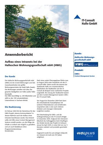 Anwenderbericht HWG mbH (Intranet) - IT-Consult Halle GmbH