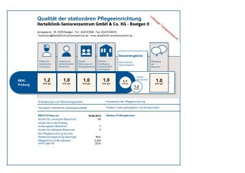 Qualität der stationären Pflegeeinrichtung - Itertalklinik ...