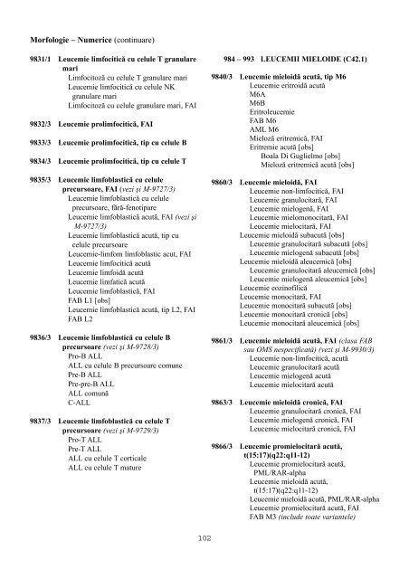 CIM-O Clasificarea Internaþionalã a Maladiilor pentru Oncologie