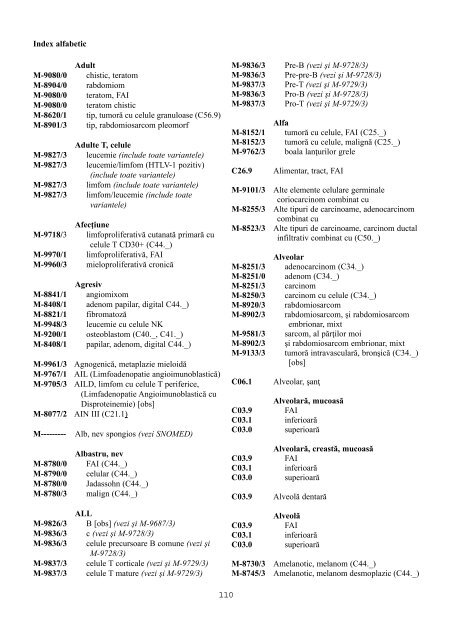 CIM-O Clasificarea Internaþionalã a Maladiilor pentru Oncologie