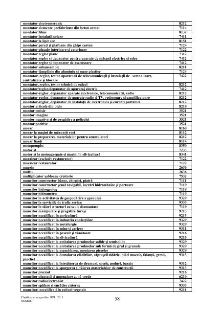 Clasificarea ocupaţiilor - recensământul populaţiei şi al locuinţelor ...