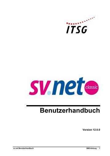 sv.net Benutzerhandbuch - bei der ITSG GmbH