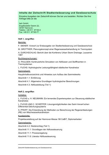 Zeitschrift Stadtentwässerung und Gewässerschutz - itwh GmbH