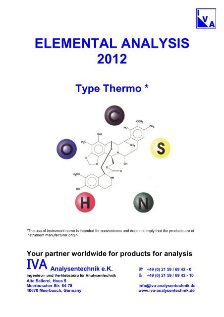 ELEMENTAL ANALYSIS 2012 IVA - IVA-Analysentechnik