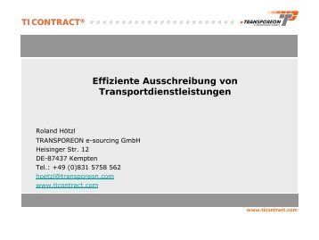 Roland HÃ¶tzl, TRANSPOREON e-sourcing GmbH - "Frachteinkauf ...