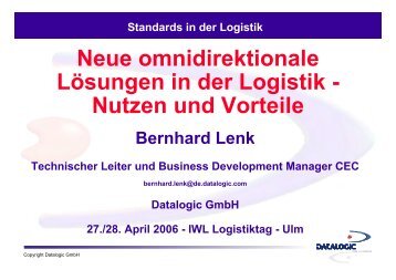 Bernhard Lenk, Datalogic - IWL AG