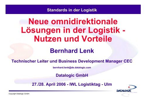 Bernhard Lenk, Datalogic - IWL AG