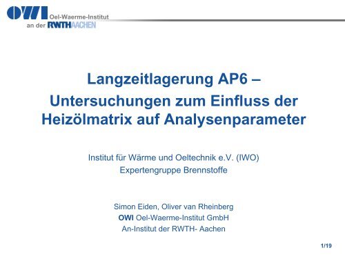 Eingangsanalytik 2 - Institut für wirtschaftliche Oelheizung e.V. IWO