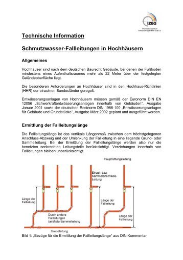 Technische Information Schmutzwasser-Fallleitungen in ... - IZEG
