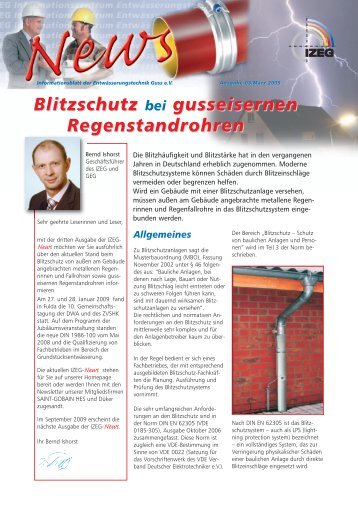 Blitzschutz bei gusseisernen Regenstandrohren - IZEG