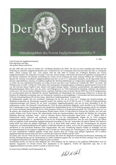Spurlaut 02/2009 - Verein Jagdgebrauchsspaniel