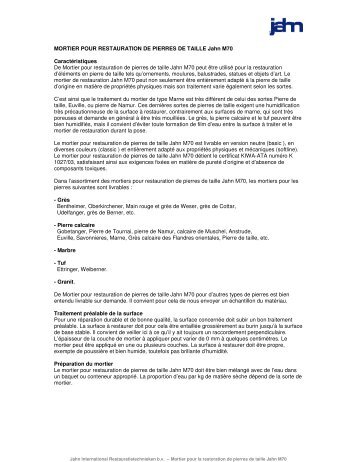 MORTIER POUR RESTAURATION DE PIERRES DE TAILLE Jahn ...