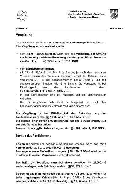 Das Betreuungsrecht - Justizakademie Nordrhein-Westfalen