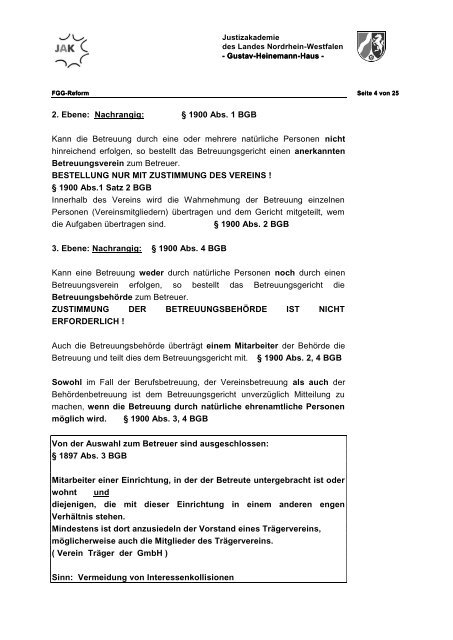 Das Betreuungsrecht - Justizakademie Nordrhein-Westfalen