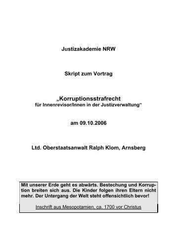 Korruptionsstrafrecht Innenrevisoren - Justizakademie Nordrhein ...