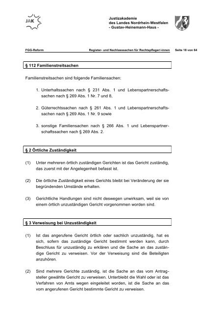 FGG-Reform Information für Rechtspflegerinnen und Rechtpfleger in ...