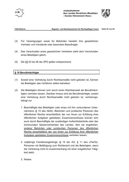 FGG-Reform Information für Rechtspflegerinnen und Rechtpfleger in ...