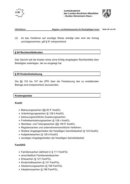 FGG-Reform Information für Rechtspflegerinnen und Rechtpfleger in ...