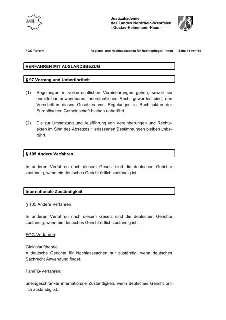 FGG-Reform Information für Rechtspflegerinnen und Rechtpfleger in ...