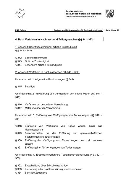 FGG-Reform Information für Rechtspflegerinnen und Rechtpfleger in ...