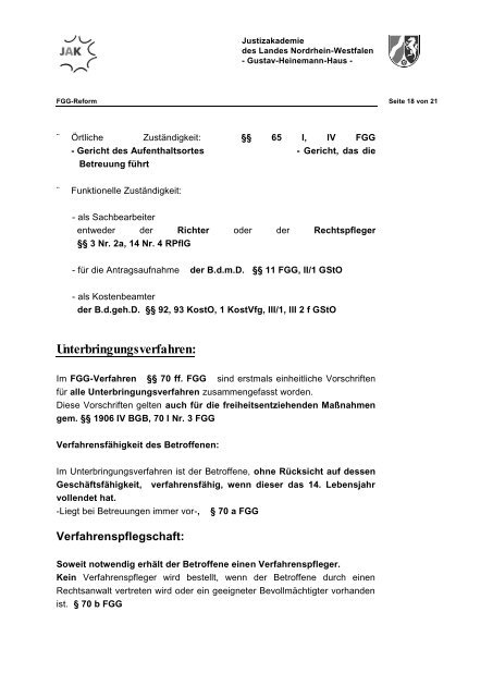 Das Betreuungsrecht - Justizakademie Nordrhein-Westfalen