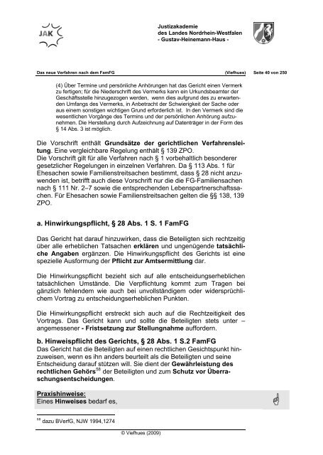 Das neue Verfahrensrecht des FamFG - Justizakademie Nordrhein ...