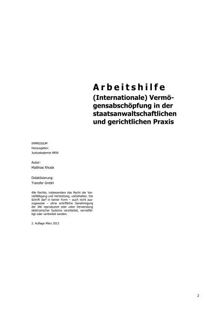 Arbeitshilfe - Justizakademie Nordrhein-Westfalen