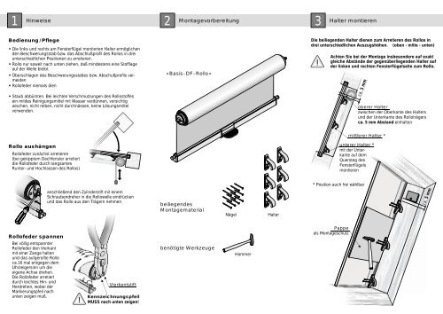 Montageanleitungen für Basis-Dachfensterrollo ohne und mit ...