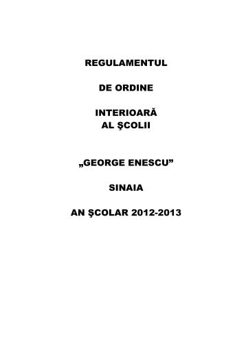 regulament de ordine interioara - Scoala George Enescu Sinaia