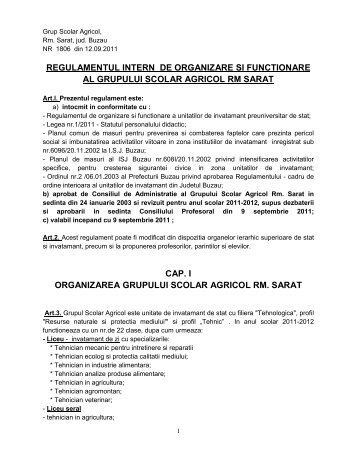 Regulamentul intern de organizare si functionare a Grupului