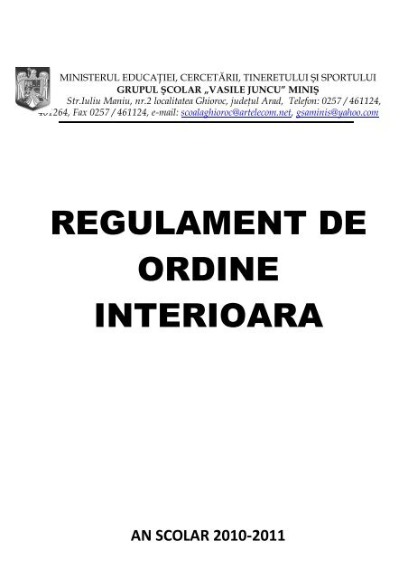 regulamentul de ordine interioara - Grupul Scolar Vasile Juncu Minis