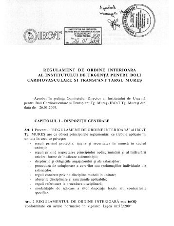 regulament de ordine interioara al institutului de urgenţă pentru boli ...