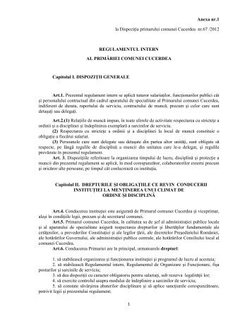 Regulamentul intern al primariei