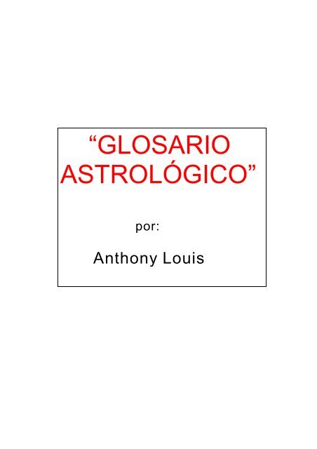 “GLOSARIO ASTROLÓGICO” - Ifaiv - Inicio