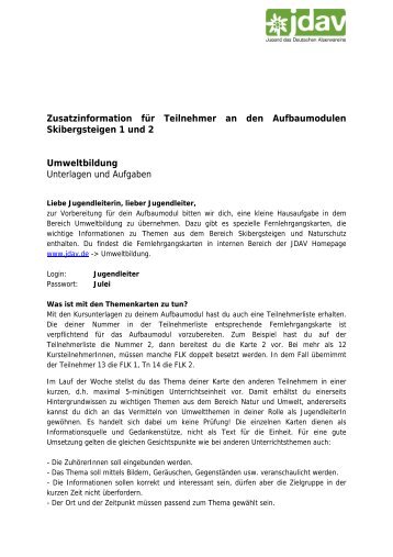 Zusatzinformation für Teilnehmer an den Aufbaumodulen ... - JDAV